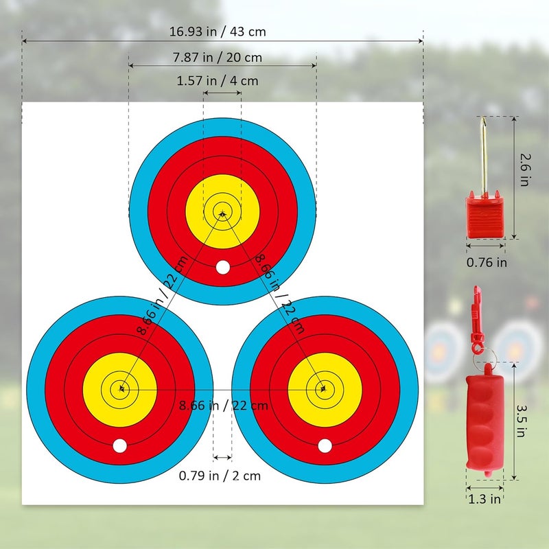 MOLFUJ Archery Targets Paper 3 Spot, New Las Version 30pcs/50pcs, Archery Target Pins Included, Bow and Arrow Targets for Hunting Backyard, Archery Target Practice Accessories - Image 3